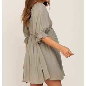 Olive Smocked Puff Sleeve Maternity Dress